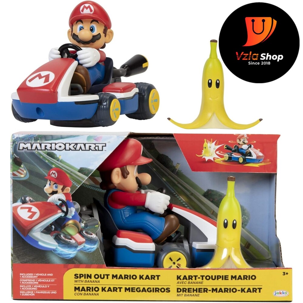 Super Mario Spin Out 2.5" Mariokart - Mario Racer Vehicle